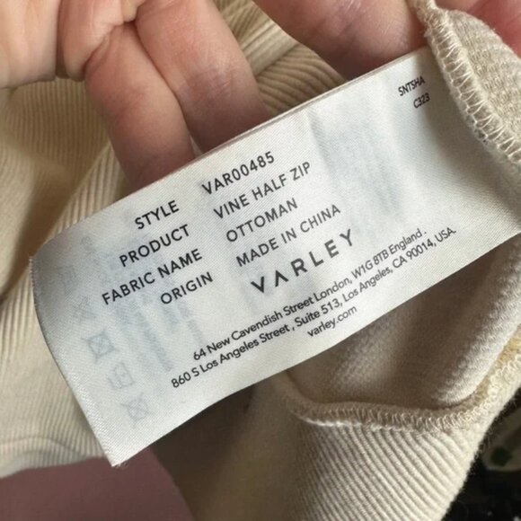 Varley Vine Half Zip Pullover Ottoman Rib Knit Oversized Spread Collar Ivory - Picture 9 of 14